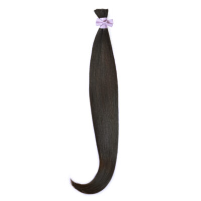 Naturalne włosy dziewicze  Bardzo ciemny brąz, efekt tafli  65 cm  110g